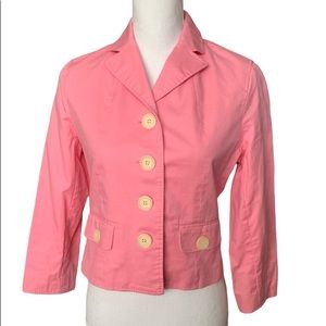 The Limited Pink Blazer Jacket Womens Size 6 Cropped Button 3/4 Sleeve Crop
